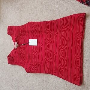 Calvin Klein Red Textured Sleeveless Top